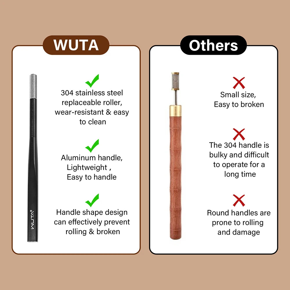 WUTA Replaceable Roller Head Leather Edge Paint Applicator Edge Dye Roller Pen With 2 Spare Rollers DIY Leather Craft Tools