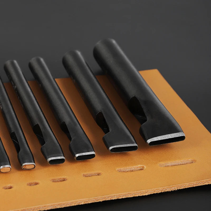 WUTA Basic Series 3-7 Pcs Oblong Leather Punch Tools Set Oval Belt Hole Puncher Watch Band Flat Hollow Punches Diy Craft Tools
