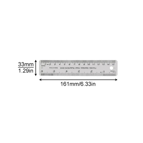 6/12/18 Inch Optional Stainless Steel Metal Ruler with Cork Backing, Inch and Centimeters Non-slip Rulers Measuring Tools