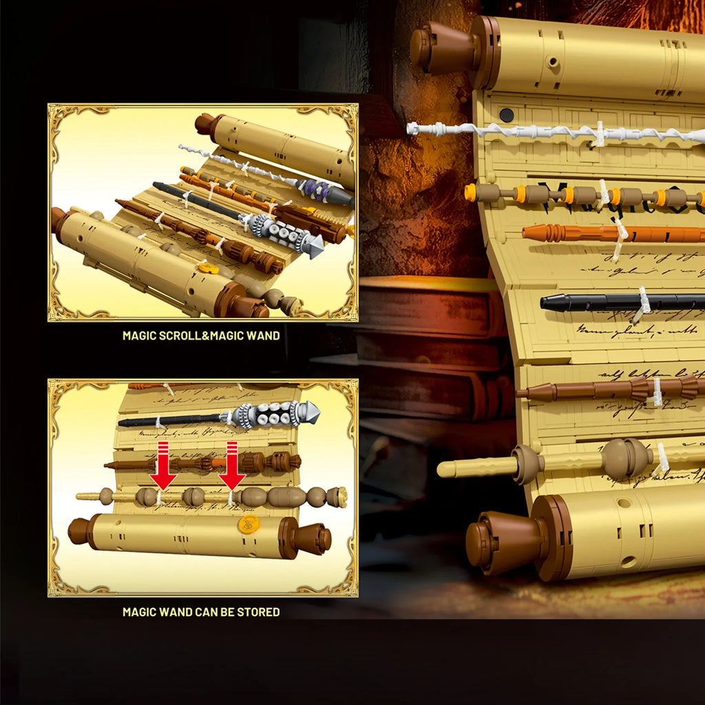 Magic Wand, Wizard’s Robe Model, Assembled Mini Brick Toy, Birthday Gift for Children and Adults.