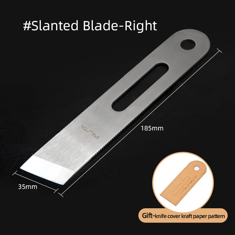 WUTA Professional Leather Cutter Thinning Skiving Tools DIY Craft Cutting Sharp Round/Flat/Slanted Blade,Right/Left Handle