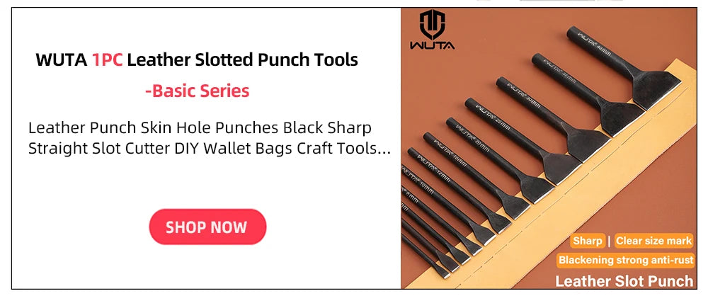 WUTA Basic 6-12 Pcs Leather Slotted Punch Set Skin Flat Hole Punches Straight Slot Die Cutter Cut Leather End DIY Craft Tools
