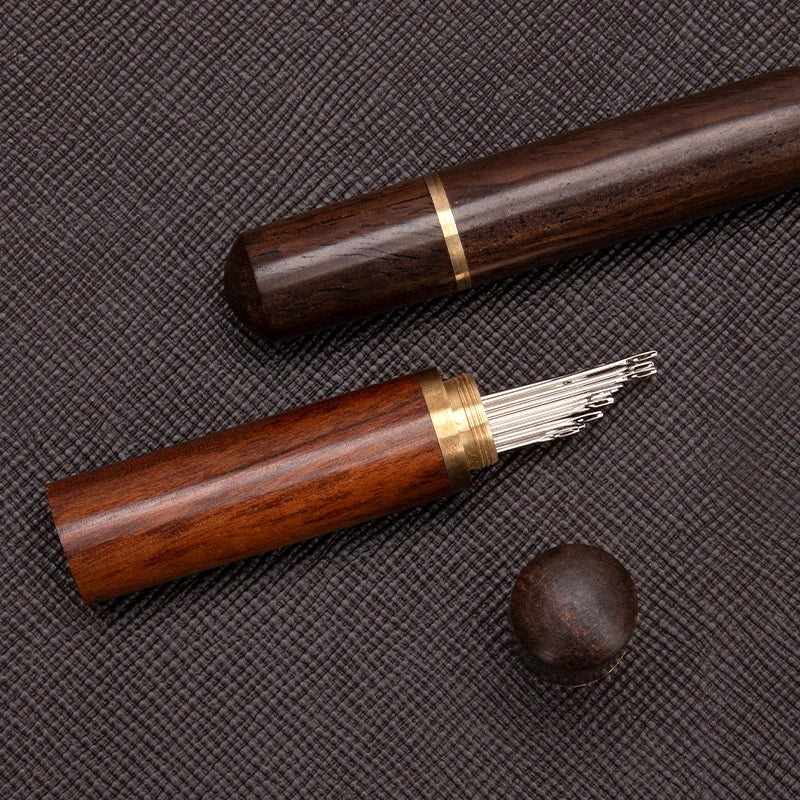 WUTA 1 Pc Durable Needles Storage Case Wooden Box Needles Bottle Sandalwood Needlework Storage Wood Case Toothpick Holder Box