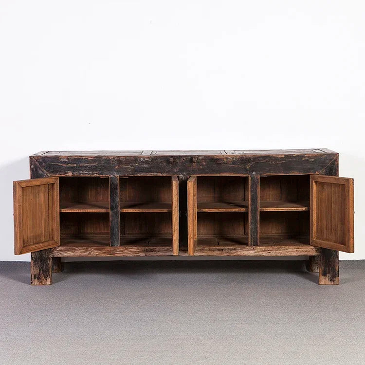 simple big black solid wood reclaimed wood  living room cabinetdrawer type storage Living room cabinet