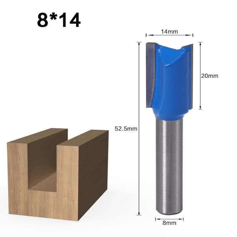 1PC 8mm Shank Slotted Straight Woodworking Router Bit Wood Cutter Cutting Diameter Carpenter Milling Cutter Woodworking Tool