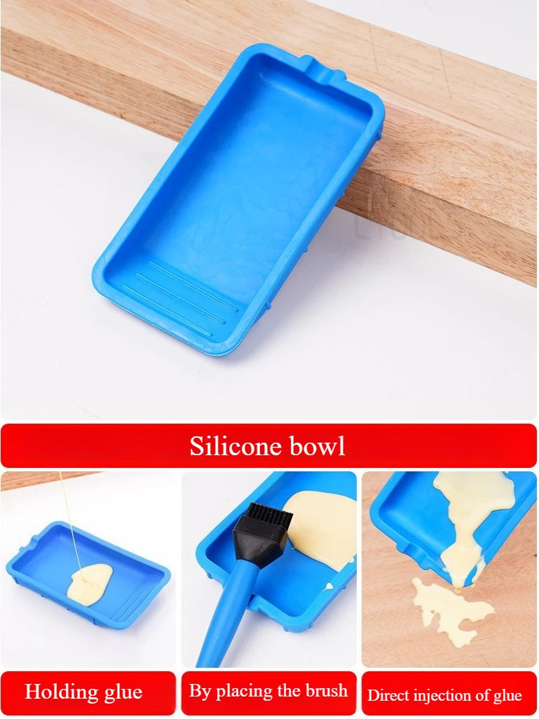 Woodworker Glue Auxiliary Tool Set Durable Easy Handle Silicone Bowl Spreads Glue Evenly Silicone Brush Carpenter Washable Tools