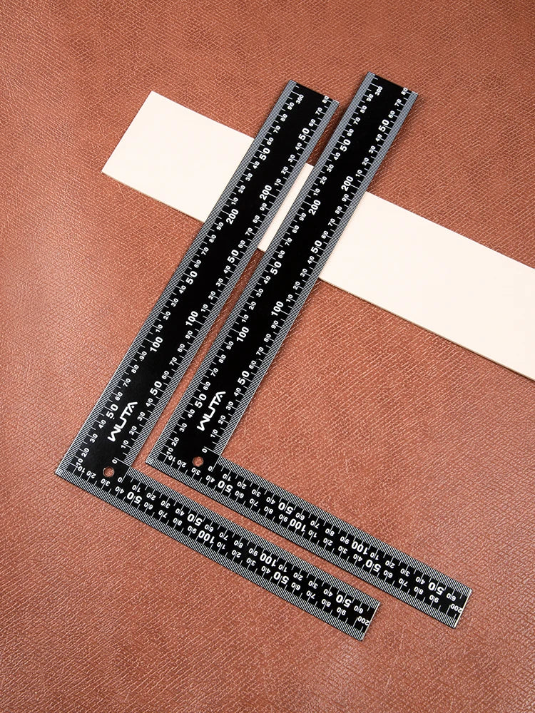 WUTA Leather Cutting Ruler Wide Metal Square Angle Measuring Steel L-Shaped Ruler for Building Framing Gauges Scale 300X200mm