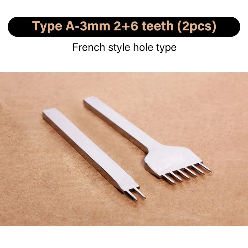 WUTA 1/2/4pcs Leather Chisel Diamond Hole Punch Stitching Tool French Style Pricking Iron DIY Craft Tools Completely Polished