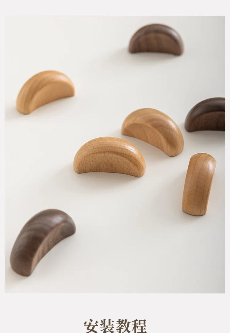 Log Color Cabinet Pulls Cabinet Door Handle Wardrobe Door Modern Simple Wooden Solid Wood Children's Cabinet Drawer Handle