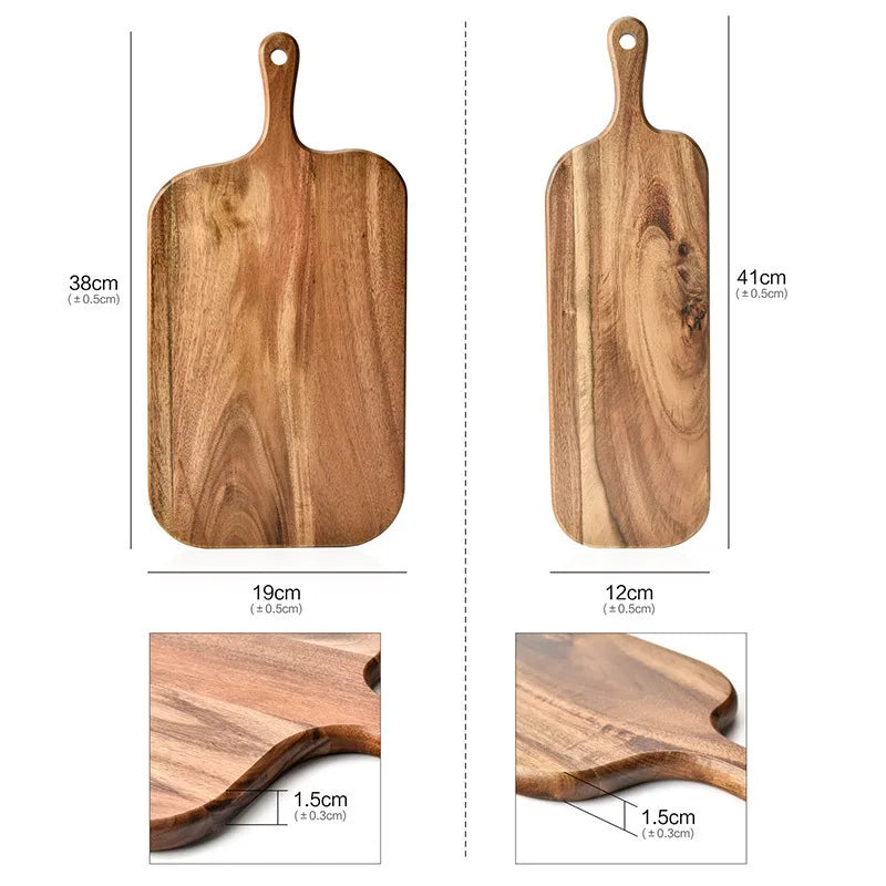 Long-handled Acacia Wood Cutting Board Durable Solid Charcuterie Board for Bread Fruit Cutting Board Household Serving Boards