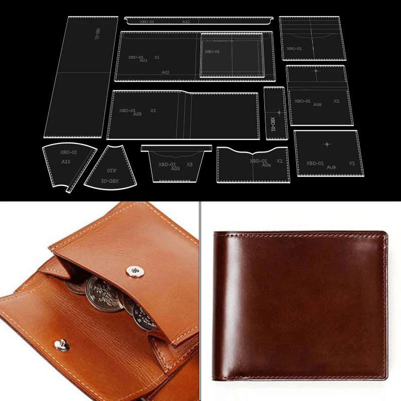 YOMDID Business Wallet Handmade Leather Stencils DIY Short Wallet Acrylic Template Leather Tools Mould Leathercraft Supplies