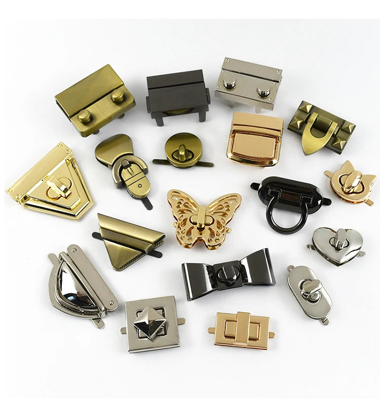 Deepeel 2Pcs Metal Lock Buckles for Women's Bags Turn Twist Locks Shoulder Bag Decor Closure Latch Clasp DIY Hardware Accessory