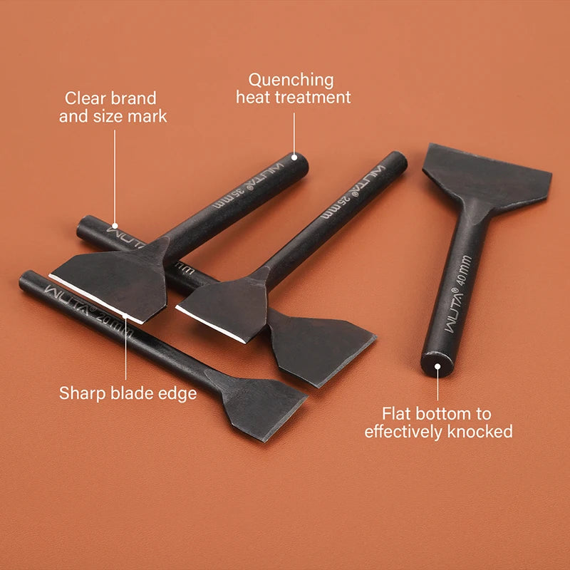 WUTA Basic 6-12 Pcs Leather Slotted Punch Set Skin Flat Hole Punches Straight Slot Die Cutter Cut Leather End DIY Craft Tools