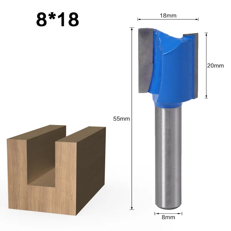 1PC 8mm Shank Slotted Straight Woodworking Router Bit Wood Cutter Cutting Diameter Carpenter Milling Cutter Woodworking Tool