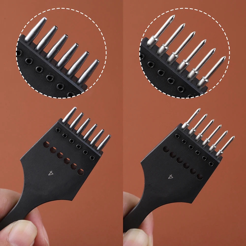 WUTA 2nd Generation Sharp Head Replaceable Pricking Iron Removable Round Hole Punch Leather Craft Chisel DIY Leather Tools