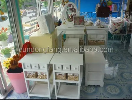 Countryside  Living Room Furniture Wood Cabinets with Rattan Basket Drawerdrawer type storage Living room cabinet