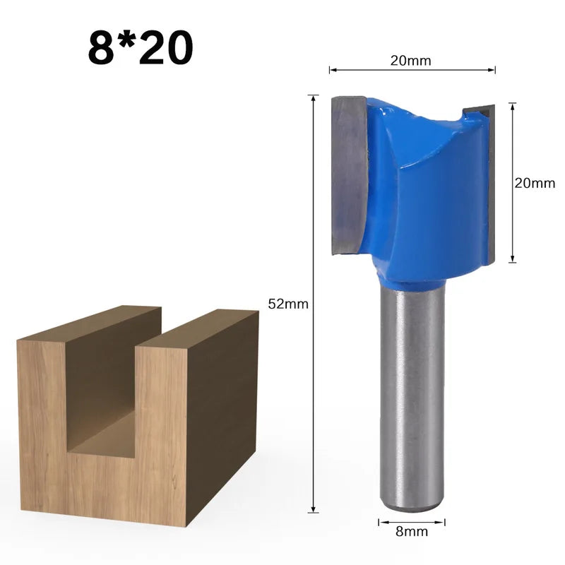 1PC 8mm Shank Slotted Straight Woodworking Router Bit Wood Cutter Cutting Diameter Carpenter Milling Cutter Woodworking Tool
