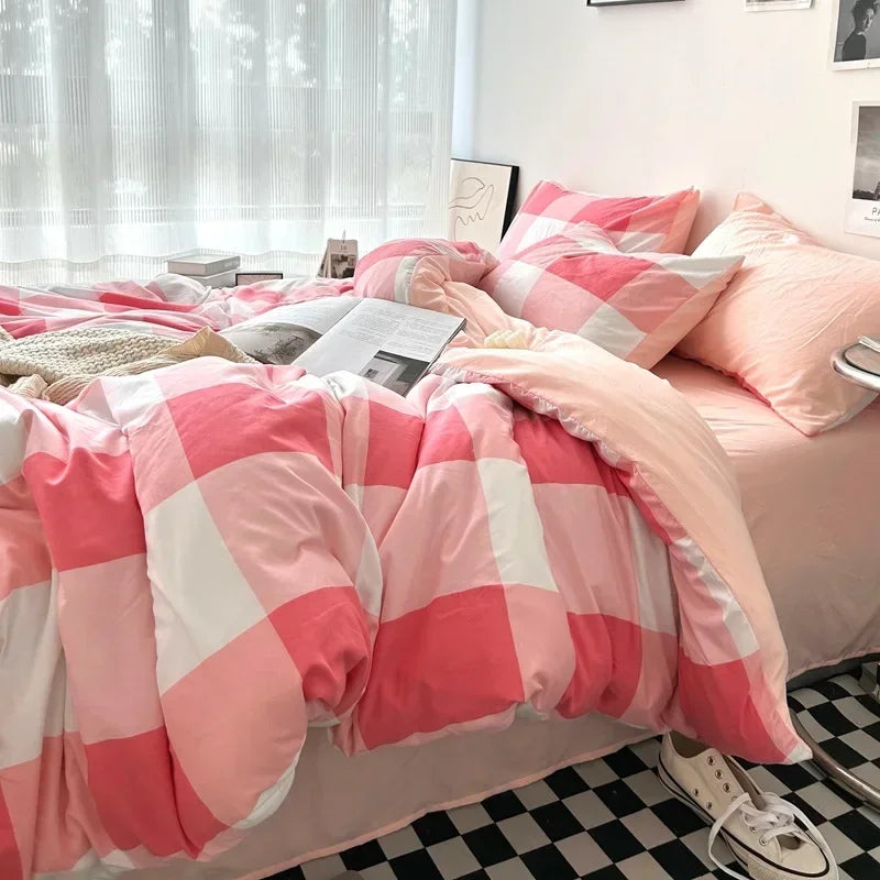 Stripe Bedding Comforter Set with Pillowcase bed sheet Single Full Size Bed Linen Duvet Cover Set Queen/King Double Single Bed