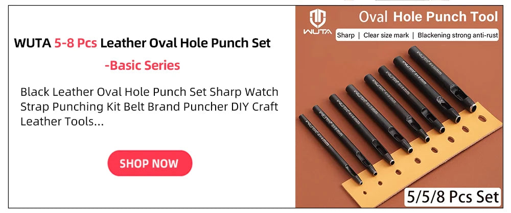 WUTA Basic 6-12 Pcs Leather Slotted Punch Set Skin Flat Hole Punches Straight Slot Die Cutter Cut Leather End DIY Craft Tools