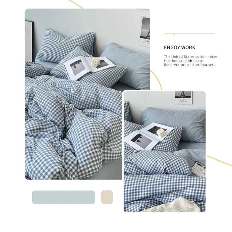 Stripe Bedding Comforter Set with Pillowcase bed sheet Single Full Size Bed Linen Duvet Cover Set Queen/King Double Single Bed