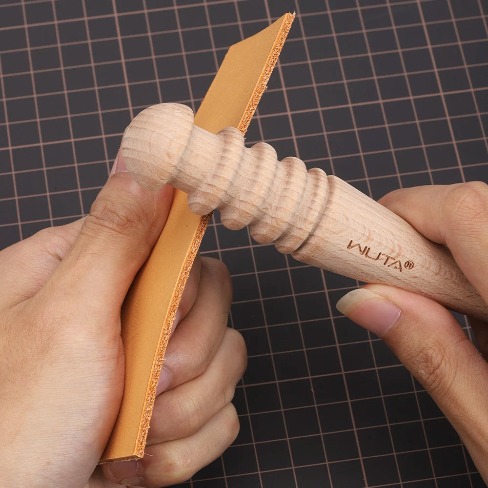 WUTA 1PC Leather Burnisher Wood Slicker Rounded Edge Burnishing Groover Tool DIY Polished Grinding Smooth Leather Craft Tools