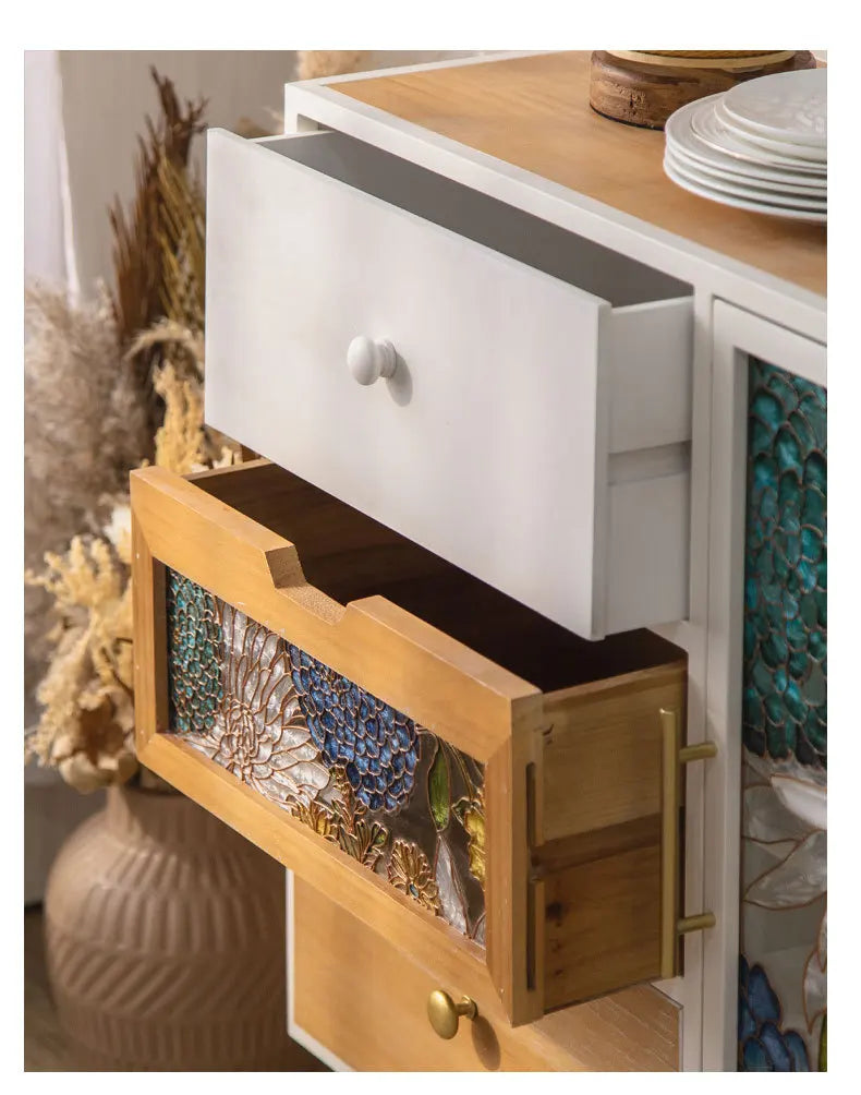 American Hand-painted Living Room Cabinets Sideboards Foyer Side Cabinet Light Luxury Wine Cabinet Drawer Living Room Furniture