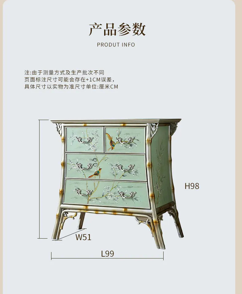 Retro entrance cabinet painted four-chest cabinet living room decorative dining side cabinet