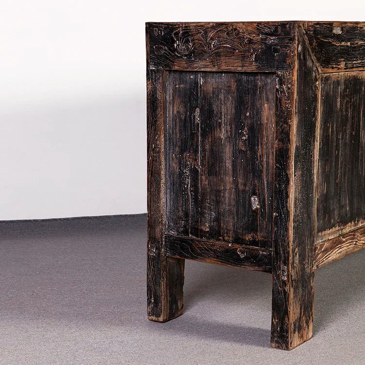 simple big black solid wood reclaimed wood  living room cabinetdrawer type storage Living room cabinet