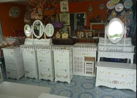 Countryside  Living Room Furniture Wood Cabinets with Rattan Basket Drawerdrawer type storage Living room cabinet