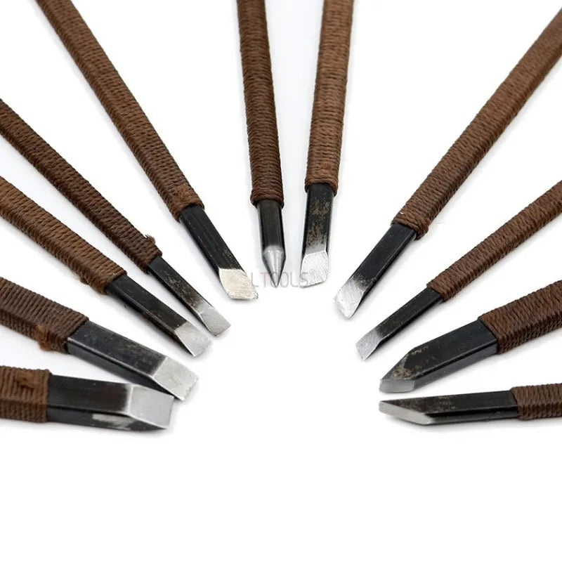 Stone Carving Hand Tools Set Professional Stone Carving Chisel Set 11/7/5/3pc Manganese Steel Woodworking Fine Sculpture Tool