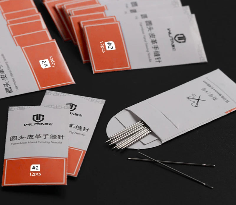 WUTA 24 Pcs Large Eye Blunt Stitching Needle Harness Round-pointed Needle Leather Hand Sewing Blunt Leathercraft Sewing Needle
