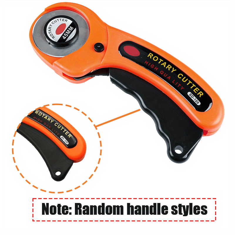 45mm Orange Cut Cloth Round Hob Fabric Leather Craft Wheel Cutter Handle Roller With Blade Rotary Cutter Tools Knife