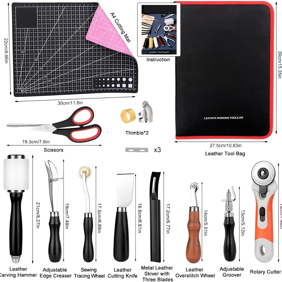 WUTUREE 415pcs Professional Leather Working Kit with Punching Sewing Stamping Tools And Rivets Set Instruction for Beginner DIY Leather Craft Making