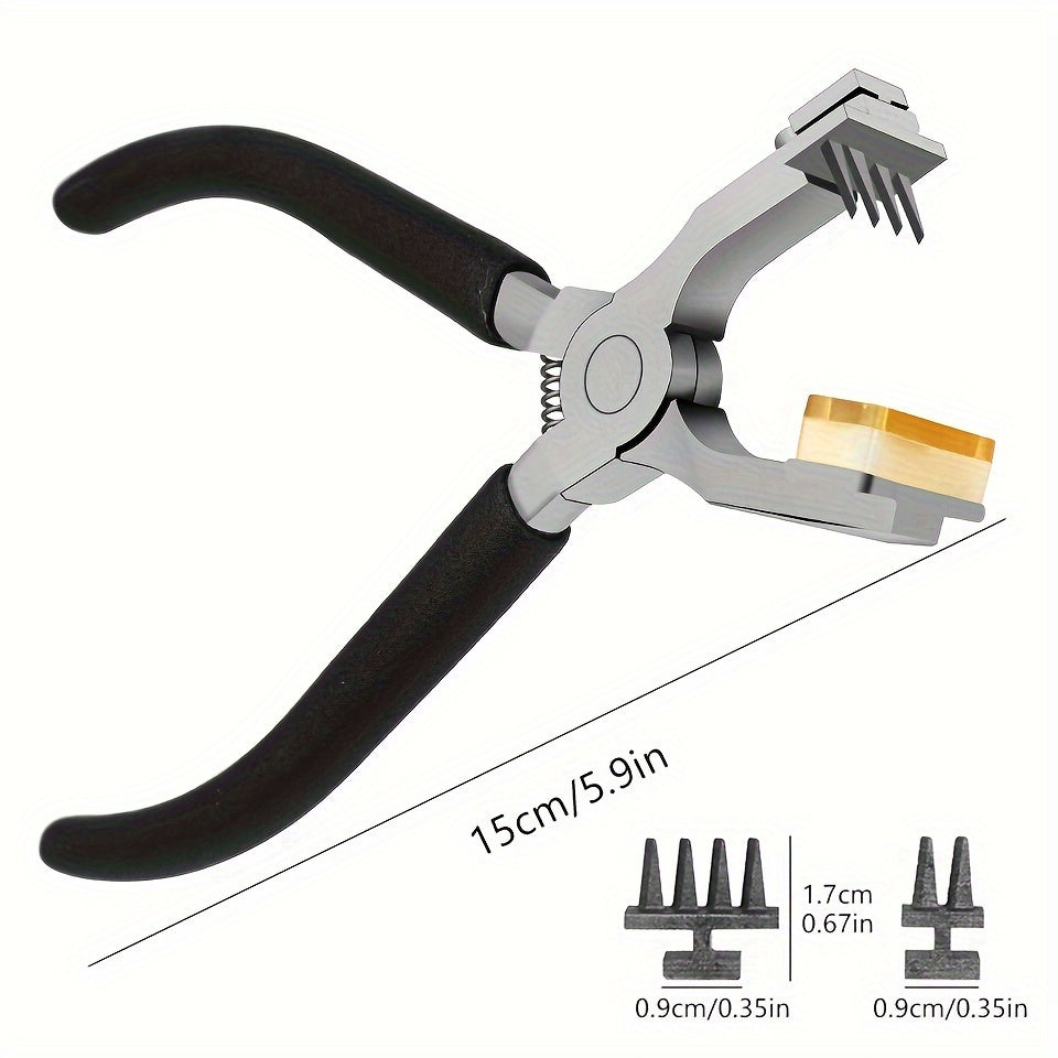 Leather Craft Punching Pliers Set, 4mm Silent Diamond Chopper Leather Punching Pliers with Interchangeable Heads, Metal Hand Sewing Punching Tool Set, Including Leather Needle, Wooden Storage Syringe, Needle Threader, Thimble