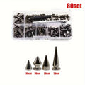 180/80sets Punk Rivet Screws Back Studs And Tip Kit, With Tools Leather Craft Bullet Cone DIY Leather Collar Bangle